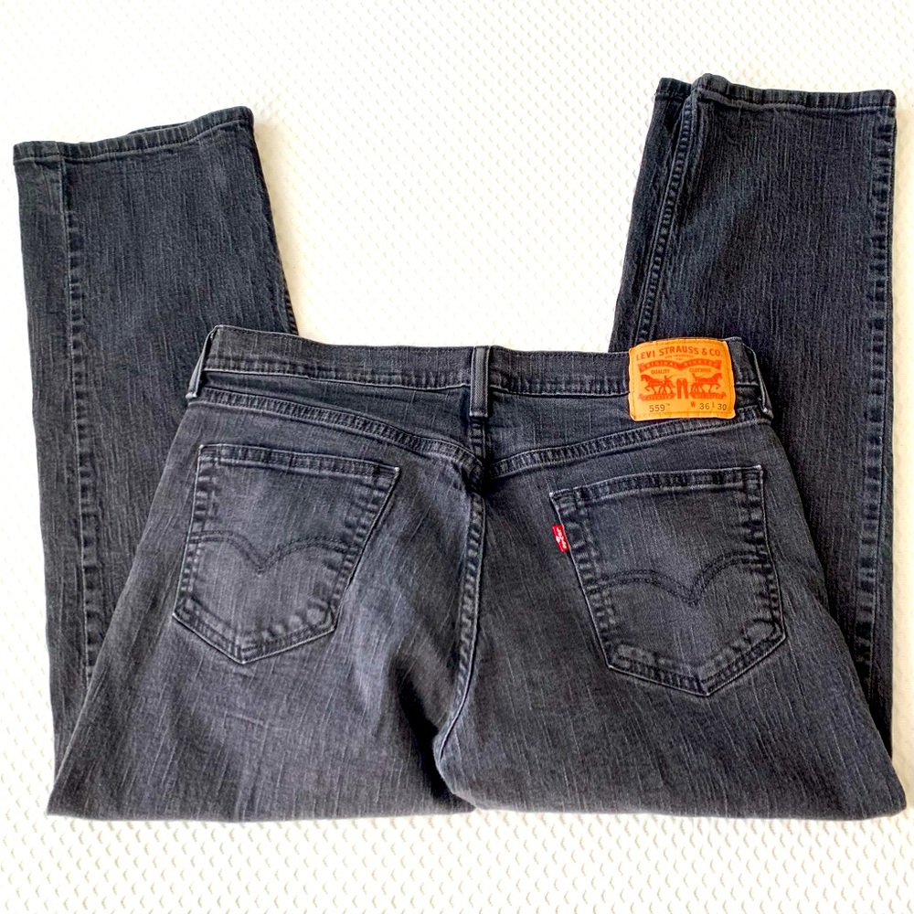 Levi’s 559 Straight Leg Mens 36x30 Black Denim Jeans